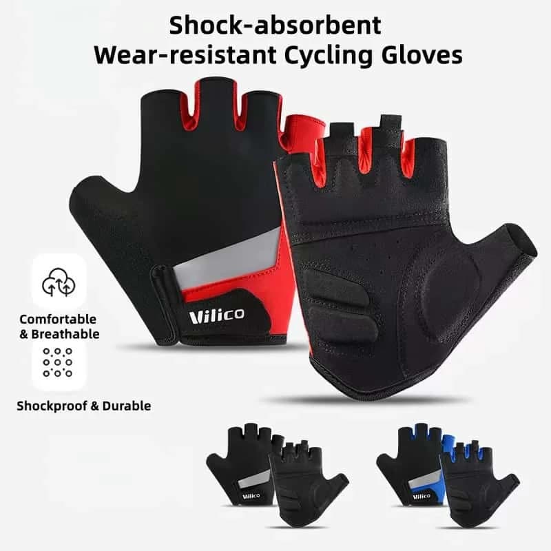 Unisex outdoor cycling gloves, breathable, with shock absorption, half fingers, for road bike, fitness, sport, man, woman, universal