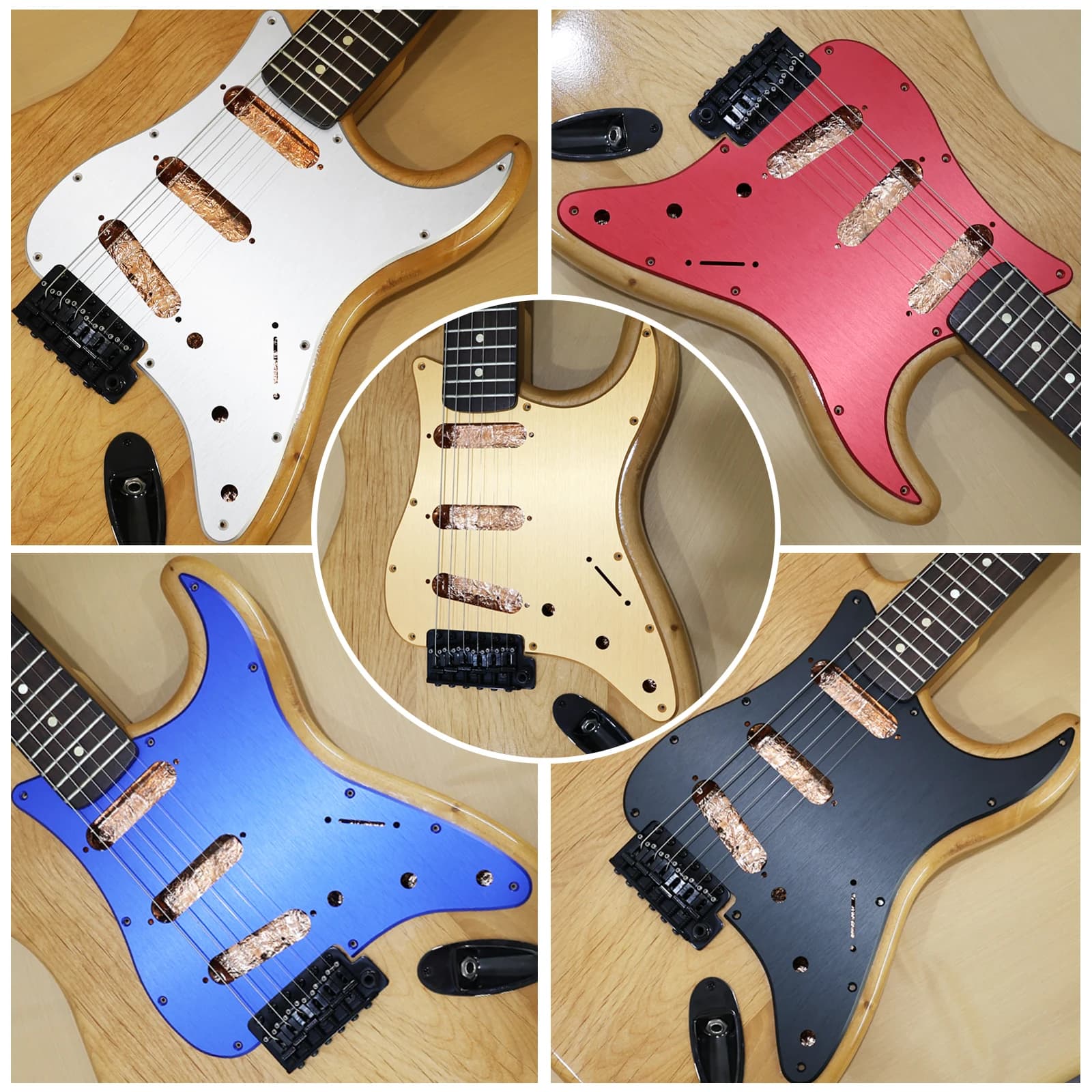 Phrilam Battipenna per Chitarra in Alluminio Anodizzato a 11 Fori, Stile Moderno ST/Strat SSS, Protezione Antigraffio per Chitarre USA/Messico