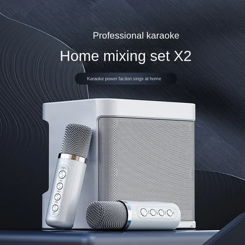 Set audio KTV per famiglie Doppio microfono wireless Macchina da canto integrata Scatola per altoparlanti Bluetooth per karaoke portatile all'aperto