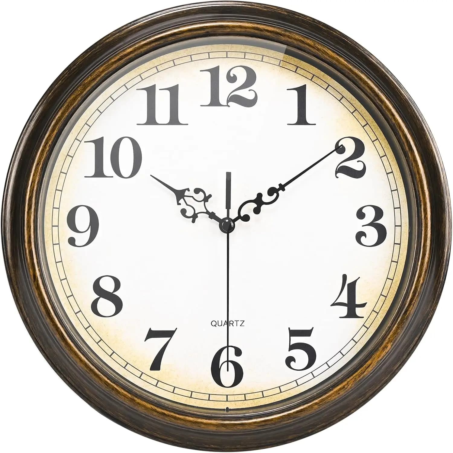 Orologio da Parete Vintage Silenzioso Senza Ticchettio per Cucina, Soggiorno, Scuola - Funzionamento a Batteria, 12 Pollici Bronzo