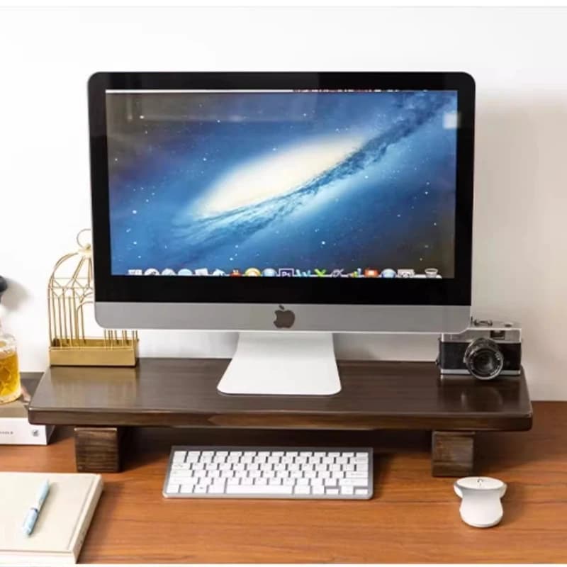 Extra-Wide Laptop Base, ‌Solid Wood Monitor Stand Riser, Adjustable Desktop Organizer, Multi-Purpose Screen Shelf