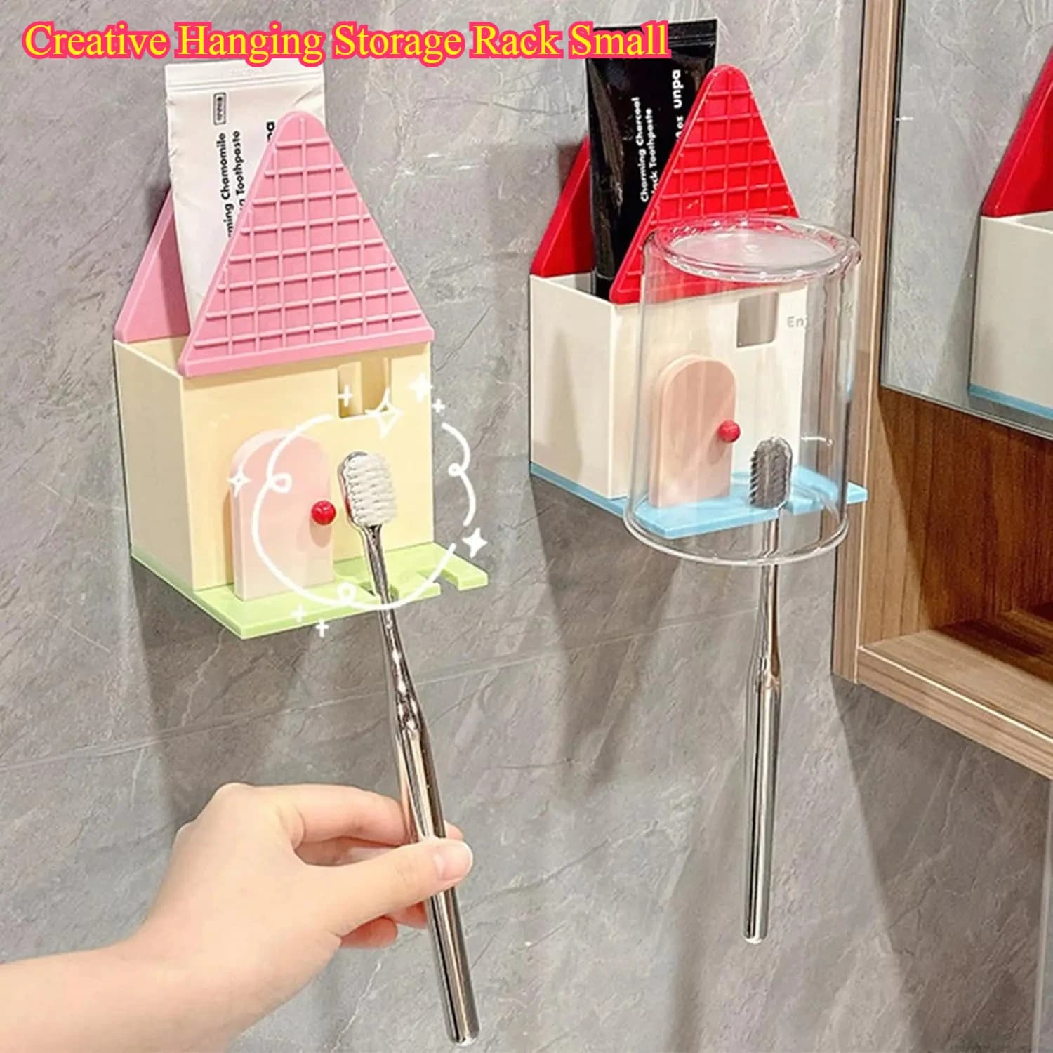 Portaoggetti creativo da appendere piccolo - Porta spazzolino da casa con tazza per collutorio