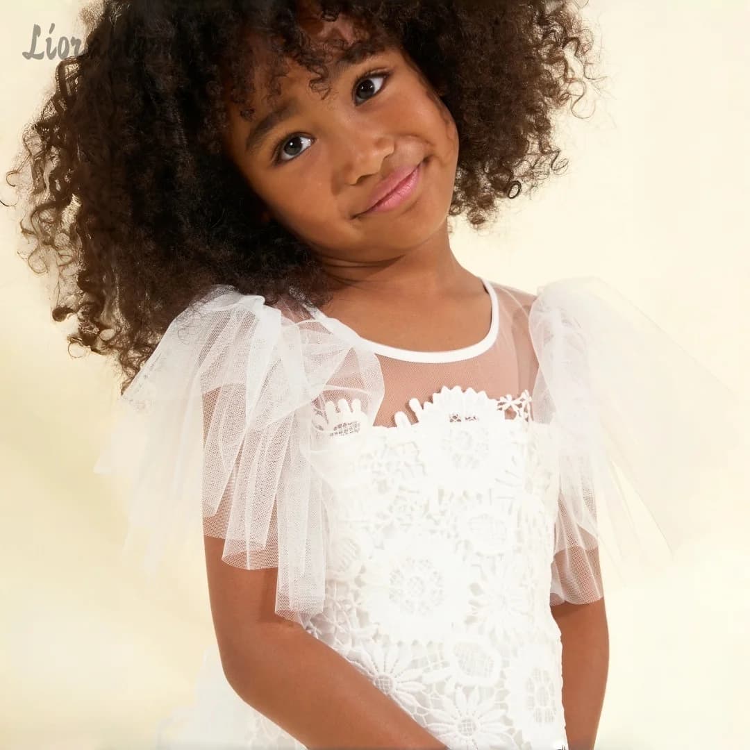 Abito da sposa in pizzo personalizzato, abito da damigella in tulle, abito formale bianco, abbigliamento per feste di matrimonio