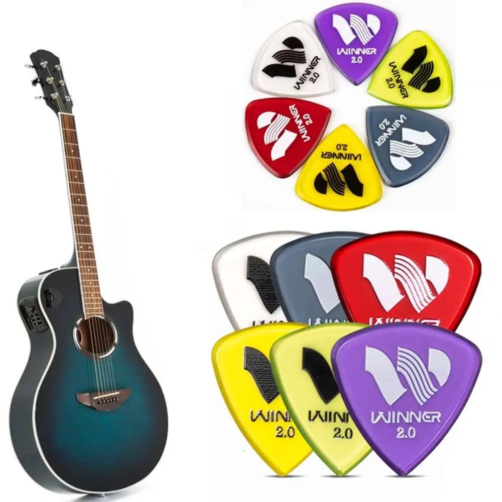 Plettri per chitarra vincitore da 6 pezzi Plettri triangolari antiscivolo grandi Plettri per chitarra elettrica spessi 2,0 mm Chitarra acustica