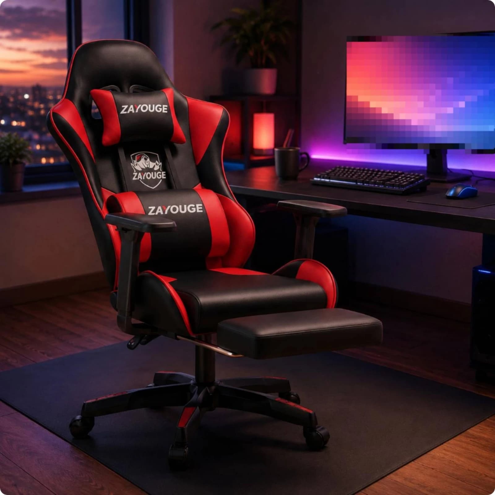 Racing-Design Gaming Chair Molded Foam High-Back Gaming Chair Computer Seating Height Adjustable Office Furniture Casters