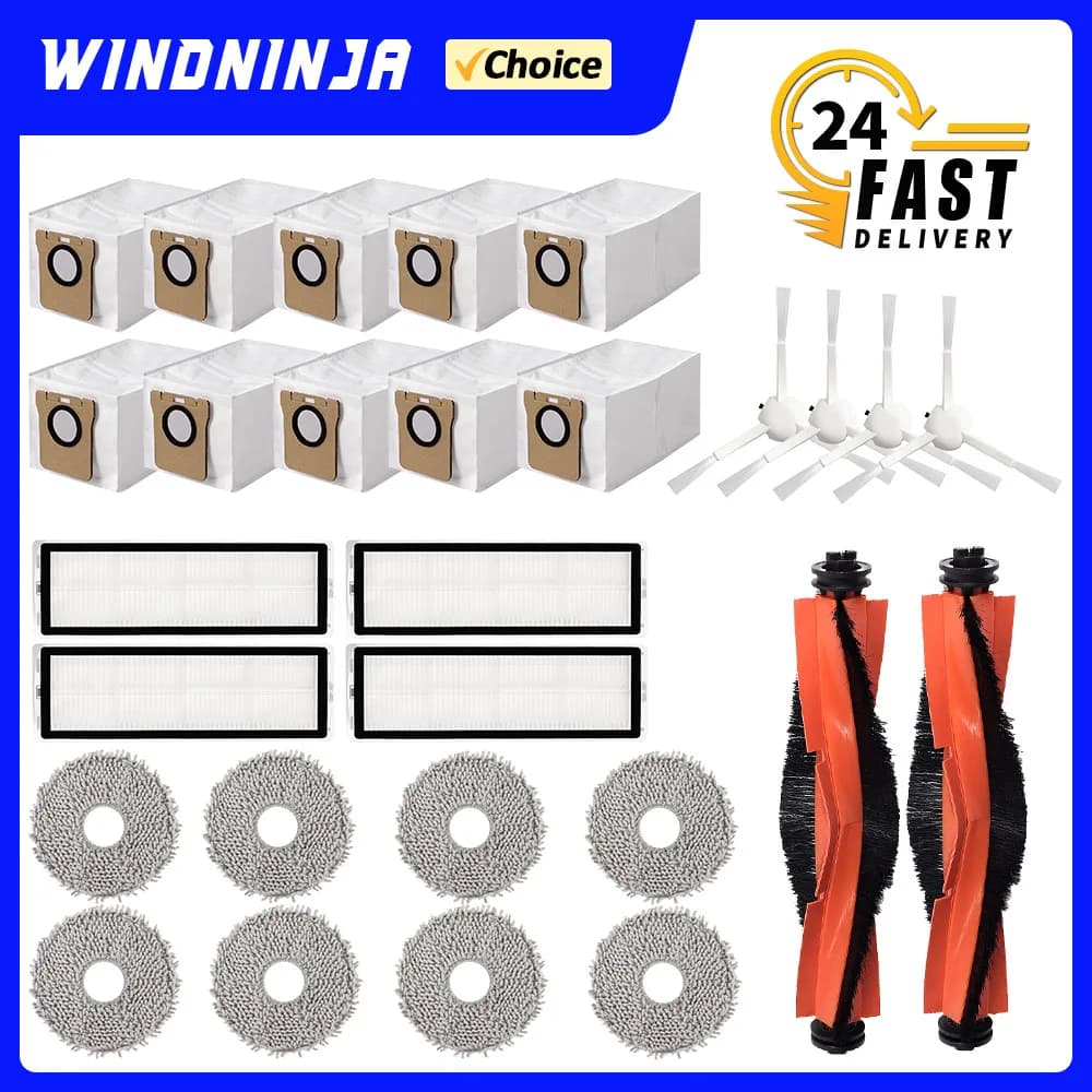Parte della spazzola laterale a rullo per Xiaomi Robot Vacuum X20 + X10 + X20 Plus X10 Plus Parti Filtro HEPA Mop Panno Sacchetto per la polvere Accessori