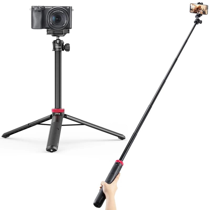 Ulanzi MT-44 Treppiede allungabile per trasmissione in diretta da 57,6 pollici con supporto per telefono per fotocamera DSLR per smartphone Gopro Vlog
