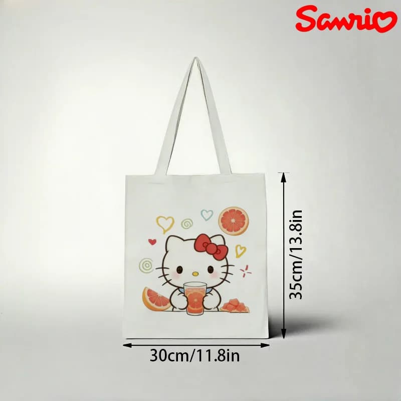 Borsa tote in tela Sanrio Hello Kitty, 1 pezzo, borsa a tracolla ecologica con stampa Grapefruit Drink
