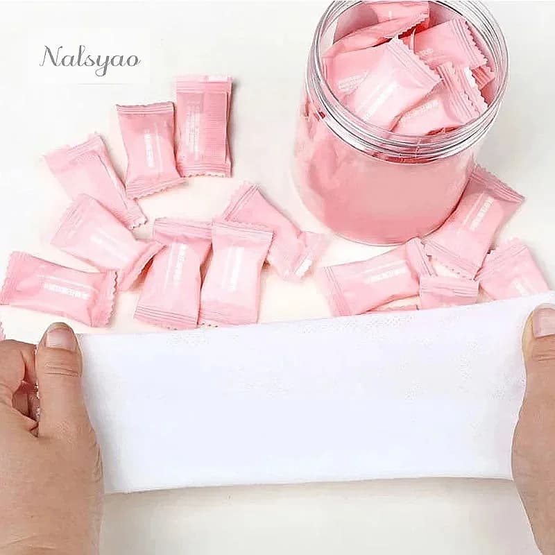 50pcs Compressed Towel Travel Disposable Cotton Non-Woven Face Towel Tablet Wipes Tissue Makeup Cleansing