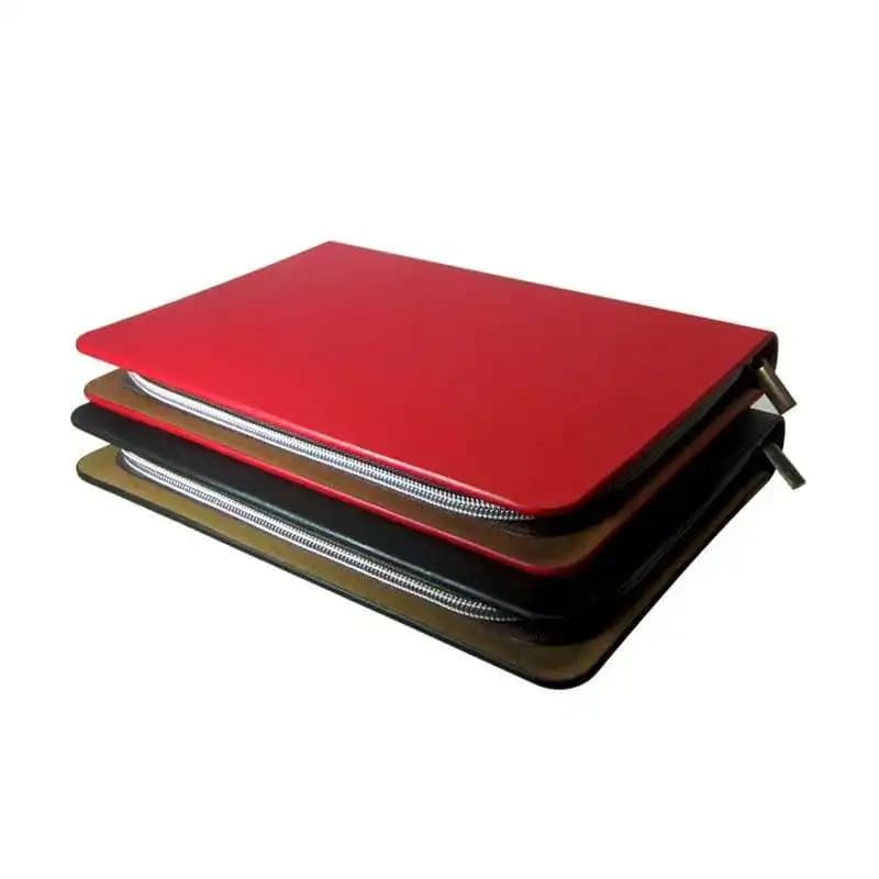 Makeasy A6 Leather Wallet Pocket A6 Zipper Bag Padfolio Folder 6 Ring Refillable A6 Journal Folder Clear Zipper Bag Gift Set