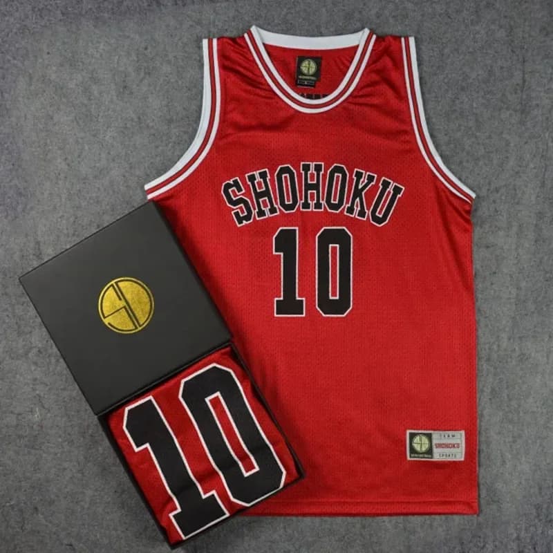 2025 Nuovo Halloween Verde Adulti Maglia da basket NO.10 SLAM DUNK Maglia senza maniche SHOHOKU Abbigliamento da allenamento della squadra Cos per ragazzi