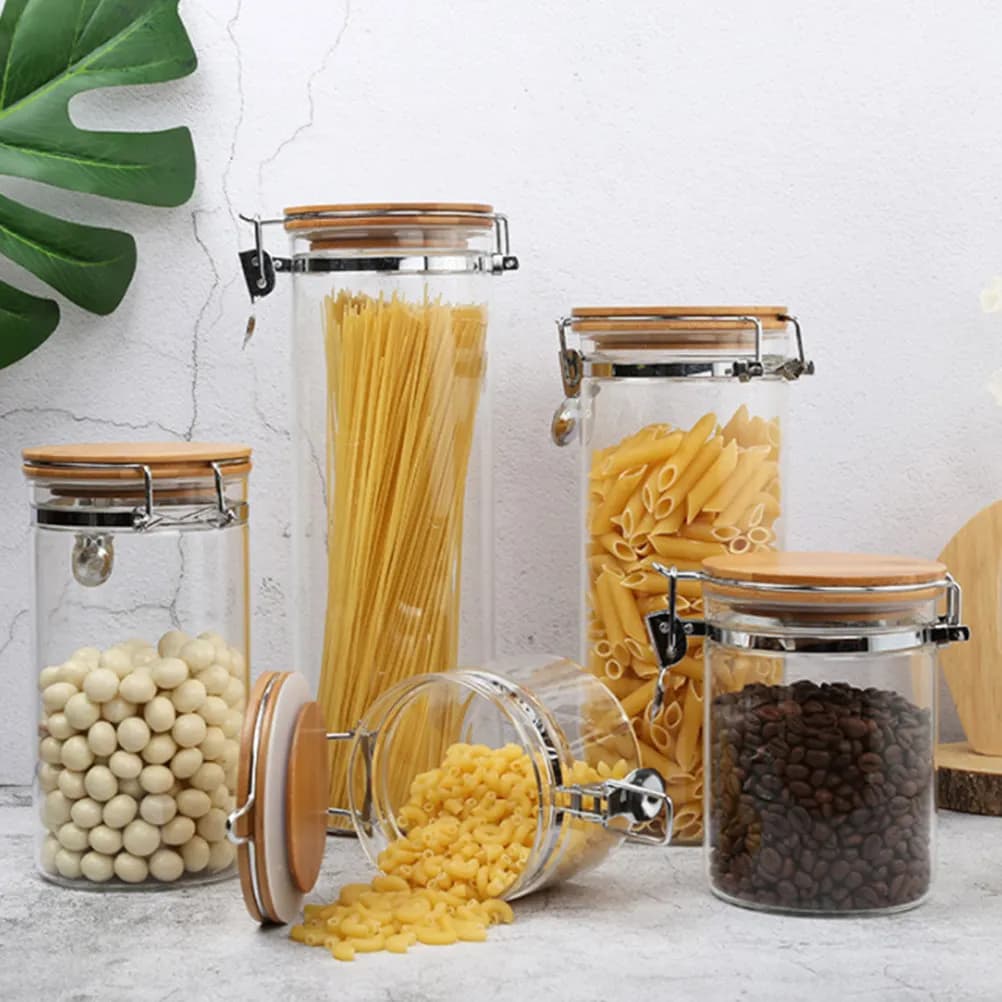 Barattolo Sigillato da 800ml in Vetro Trasparente con Coperchio Ermetico, Contenitore per Alimenti, Cereali, Spezie, Noci e Snack