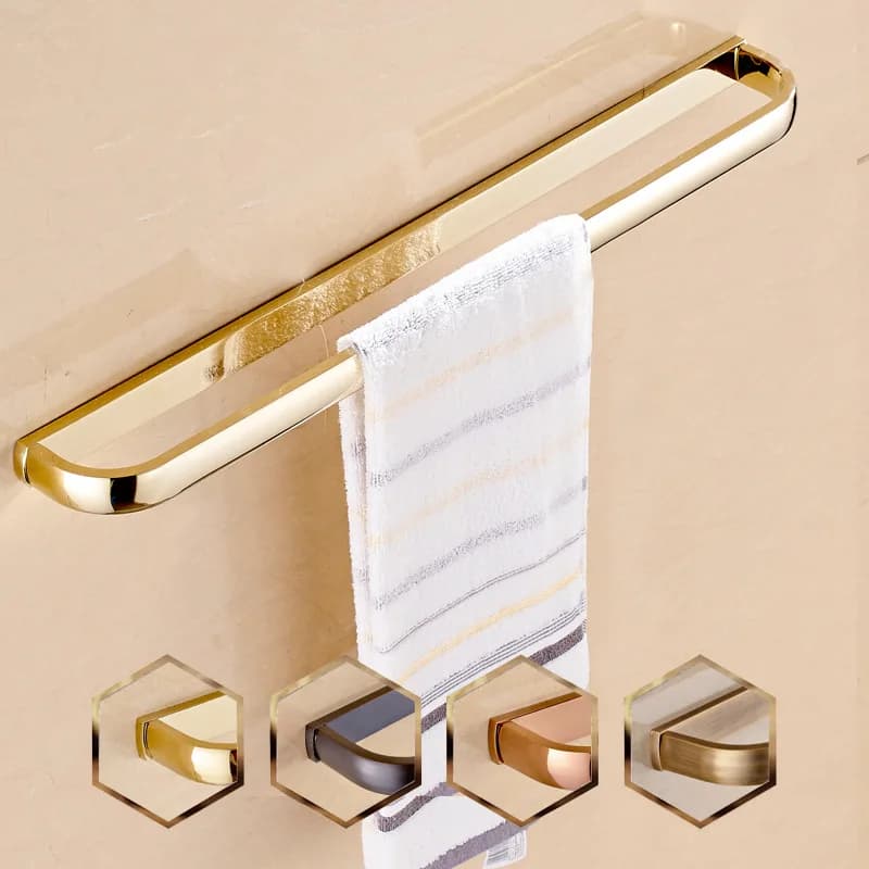 Portasciugamani singolo in oro di lusso, portasciugamani dorato, realizzato in ottone massiccio, portasciugamani da bagno in stile europeo dorato Accessori da bagno