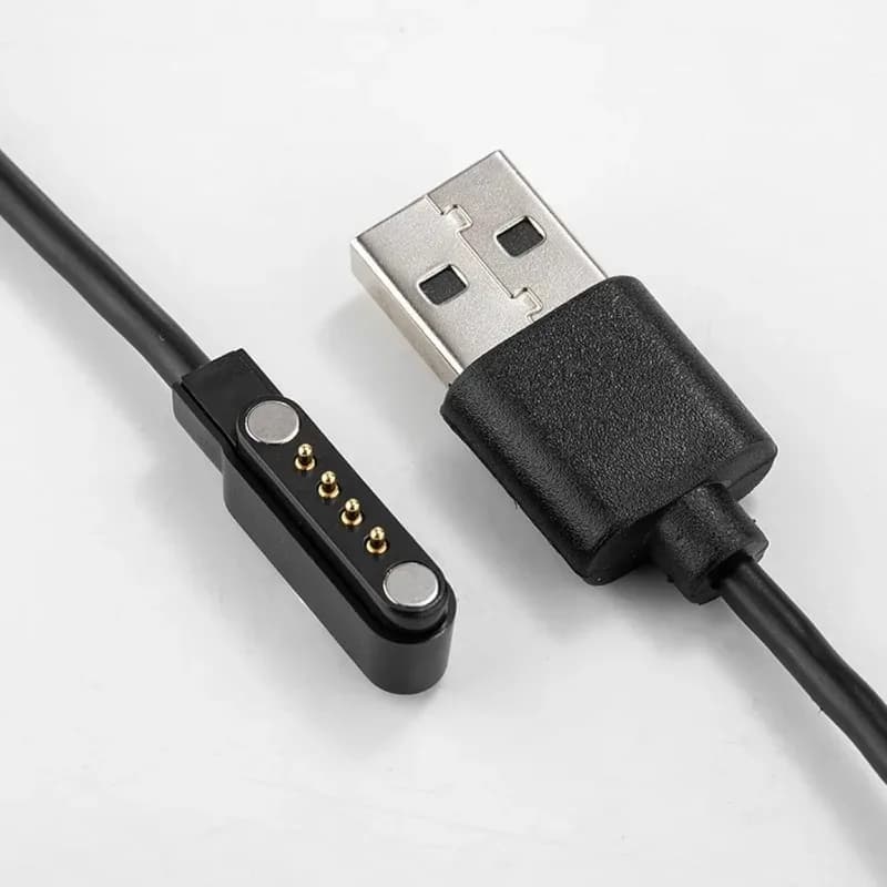 Cavo di ricarica USB per cuffie a conduzione ossea, smartband e smartwatch con interfaccia a 4 pin (passo 7,62 mm)