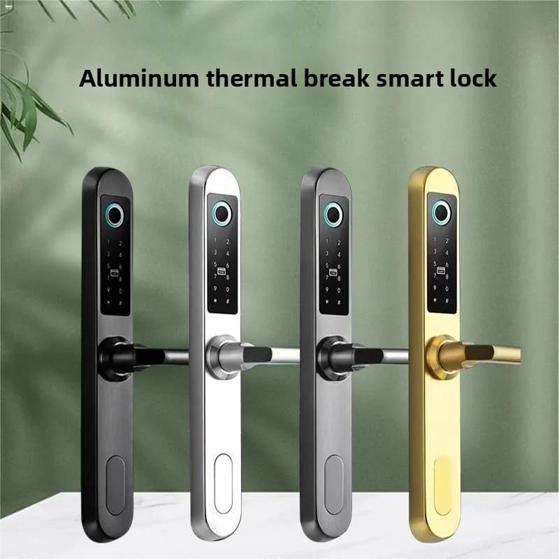Serratura intelligente per porta in alluminio con ponte rotto personalizzato Serratura elettronica per cortile esterno impermeabile Serratura per impronte digitali per porta laterale stretta