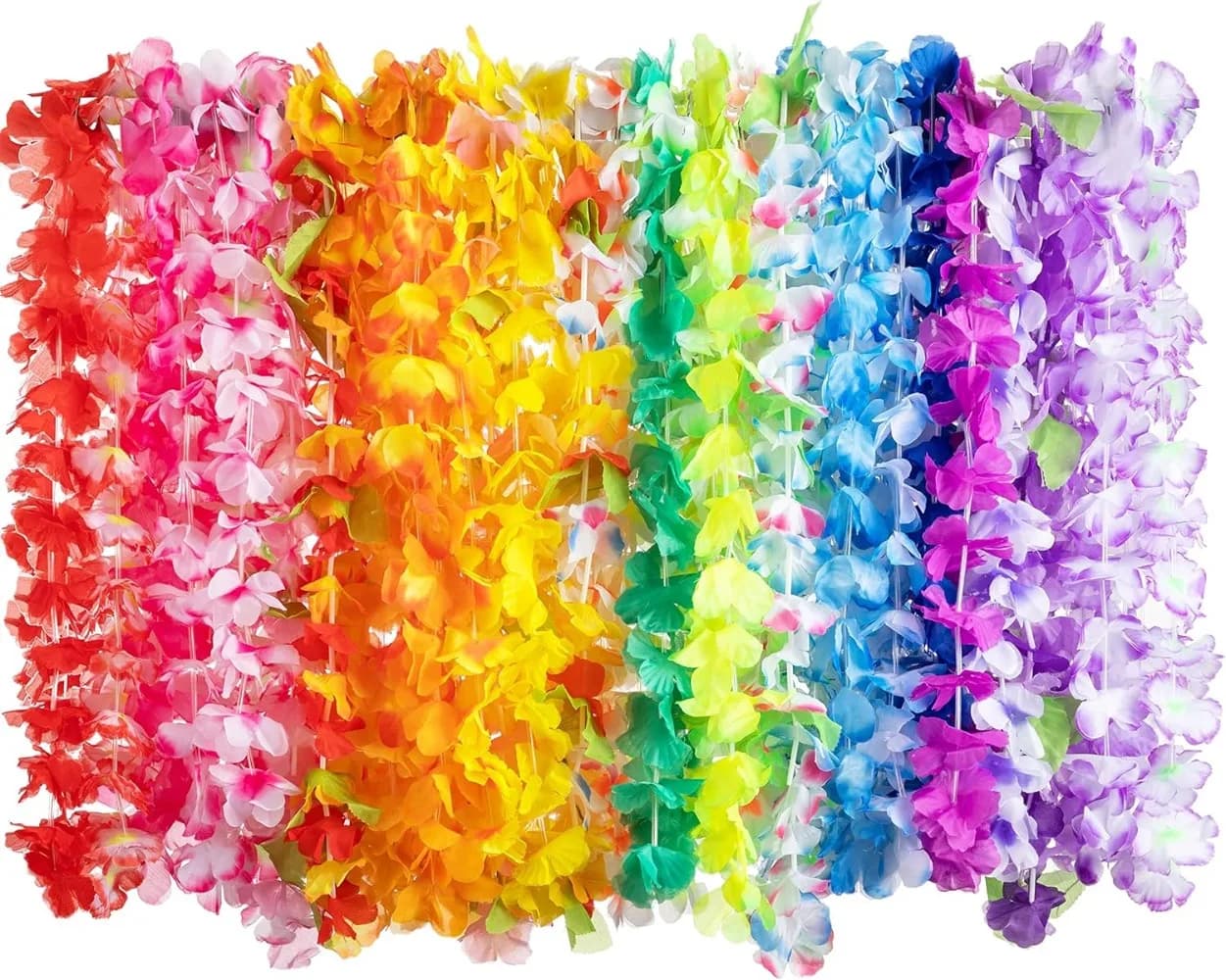 Bulk Hawaiian Leis – 120 Colorful Tropical Flower Necklaces for Luau Parties, Beach Events & Group Celebrations (10 Dozen)