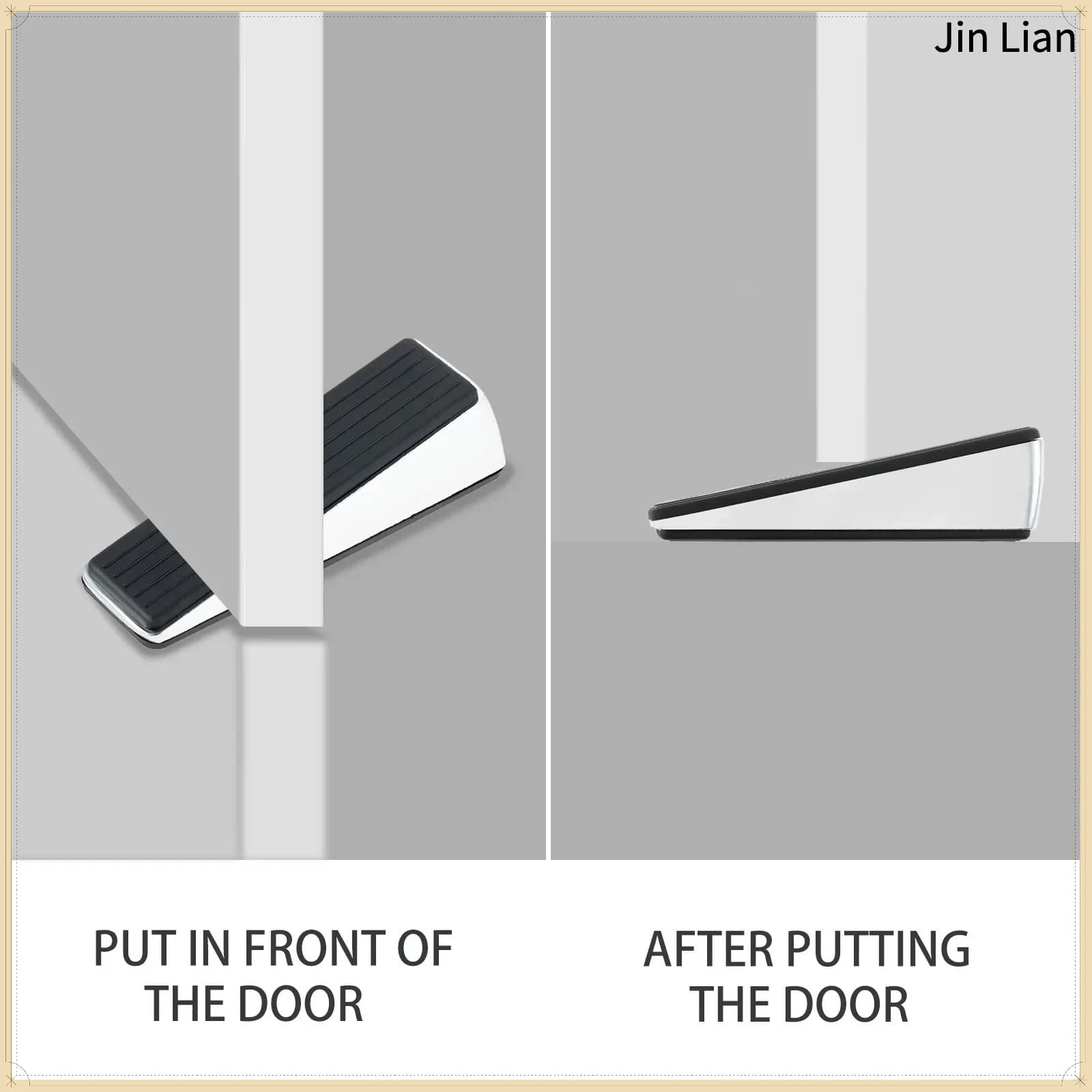 1Pc Zinc Alloy Rubber Door Stopper Non-Slip Floor Wedge Door Stop Punch-free Door Buffers for Garage Warehouse 120 x 34 x 33mm