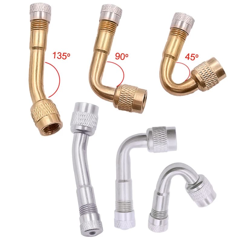 Adattatore prolunga stelo valvola pneumatici, 45 ° 90 ° 135 ° Prolunga angolare in ottone e alluminio per l'inflazione di pneumatici per auto, moto, biciclette