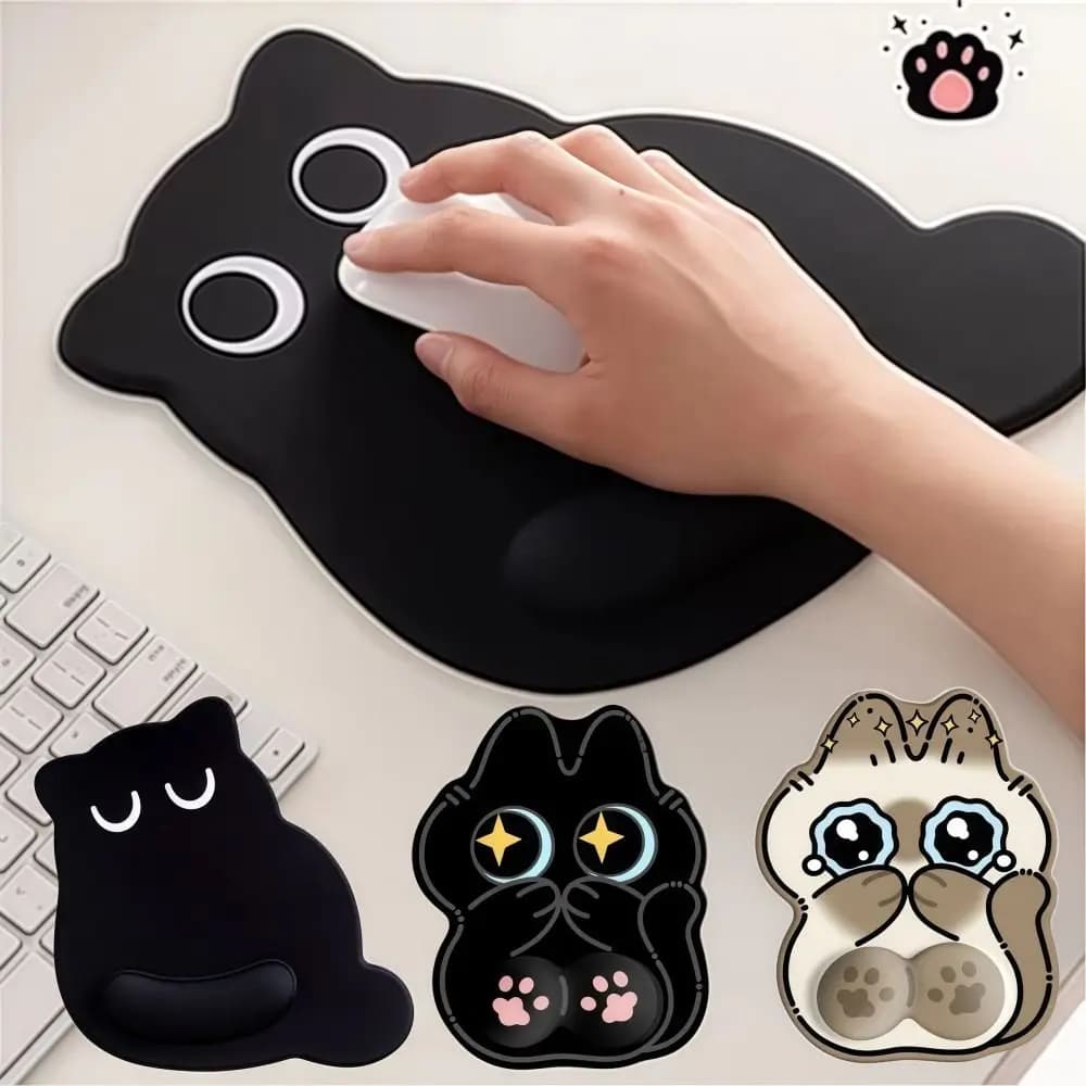 Tappetino per mouse per gatti dagli occhi grandi Tappetino per mouse antiscivolo confortevole per poggiapolsi Tappetino per mouse ergonomico morbido resistente allo sporco per computer da ufficio