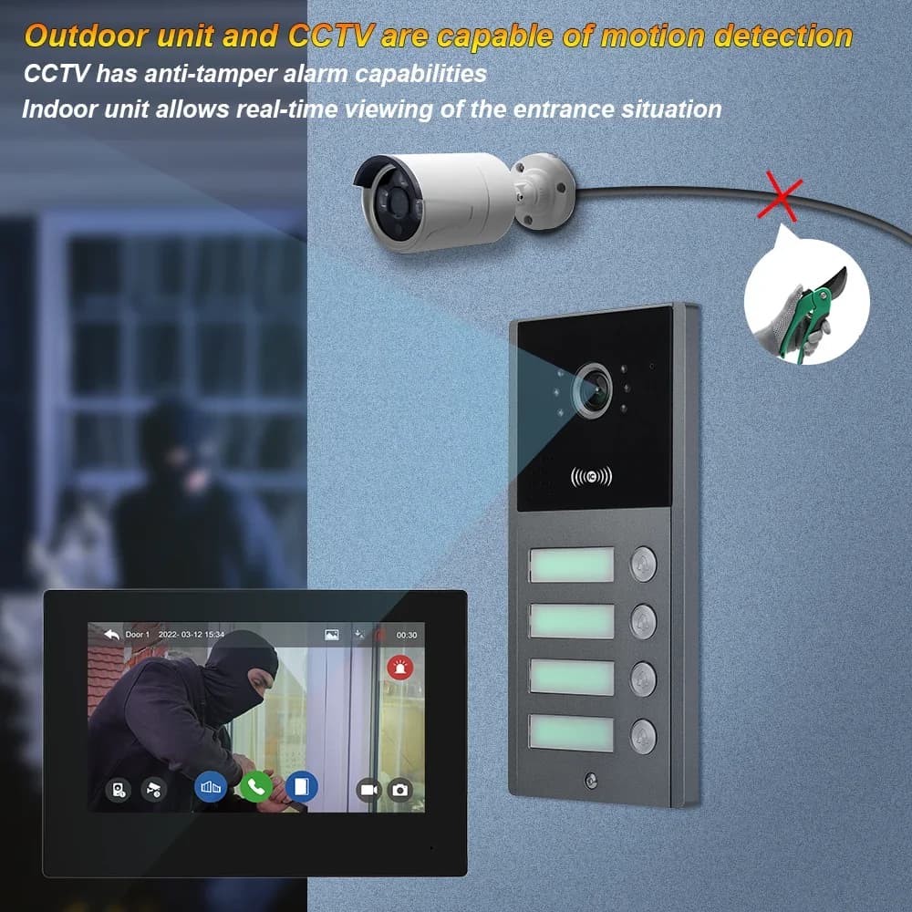 Sistema Videocitofonico Smart 2026 con Schermo Touch IPS da 7 Pollici, Telecamera HD 1080P, Controllo Remoto Tramite App Tuya, Interfono Wireless Bidirezionale per Esterni