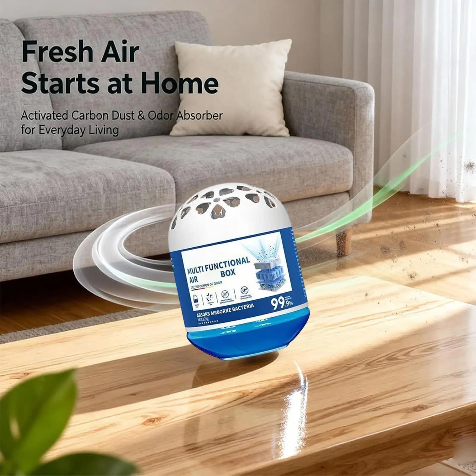 Purificatore d'aria per interni e raccoglitore di polvere, filtro a base vegetale da 120g, con contenitore per la raccolta automatica della polvere, per casa, dormitorio, appartamento