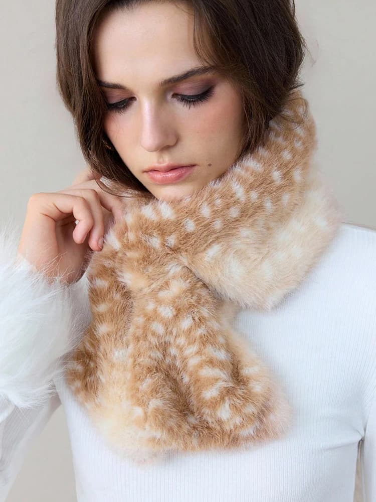 Sciarpa di peluche alce invernale Harajuku Regalo di Natale Stampa di cervi Sciarpa calda Corna Fascia per capelli Cosplay Accessori per la decorazione di Capodanno