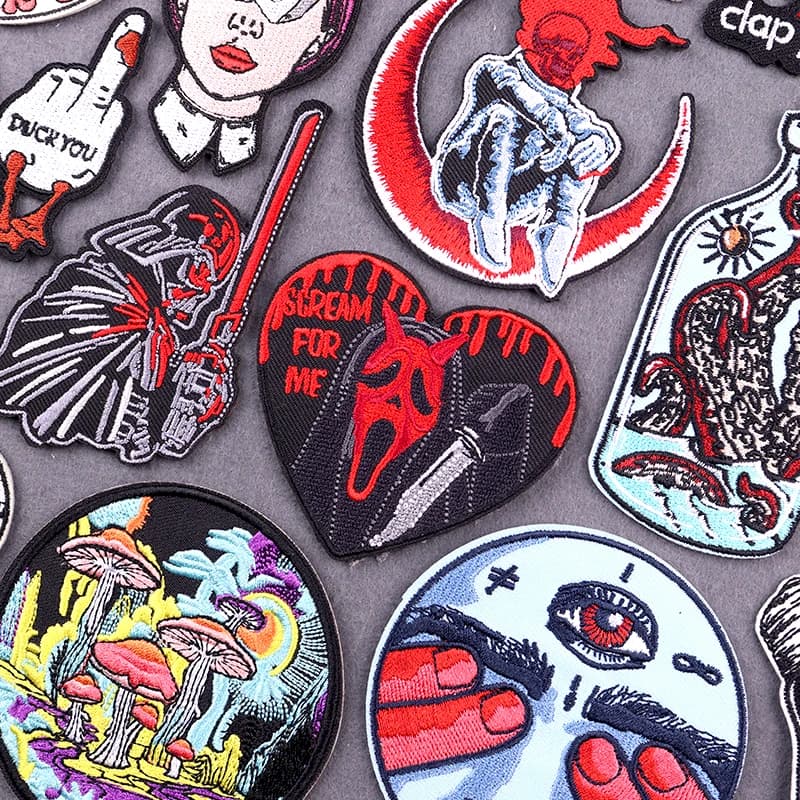 Punk Grim Reaper ricamo Patch ferro su toppe per abbigliamento Patch teschio Hip Hop sui vestiti carte dei tarocchi adesivi per cucire