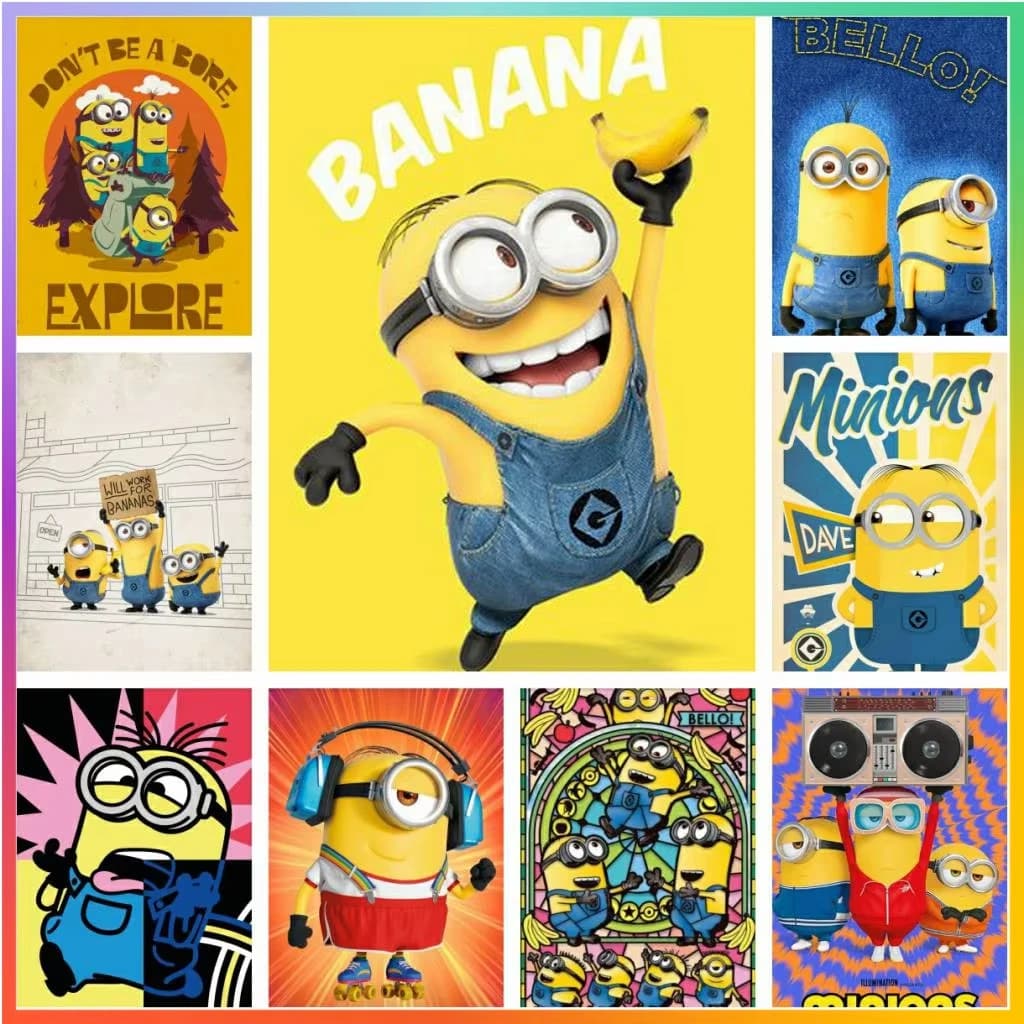 Kit di Pittura Diamante 5D Fai da Te per Adulti, con Stampa a Mosaico a Tema Minions, Decorazione per la Casa