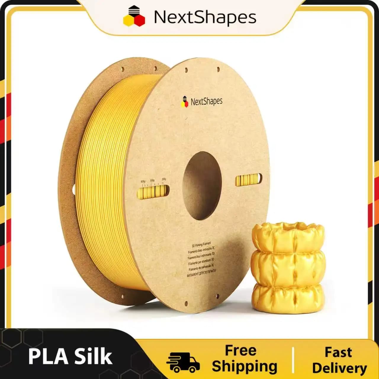 NextShapes Silk PLA Filament 1.75mm 1kg Silky Gloss Smooth Printing Neatly Wound Compatible with Bambu Lab FDM 3D Printers