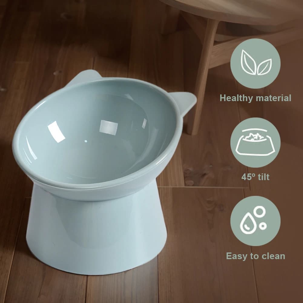 Tilted Cat Food Bowl Elevated Cat Bowl Ergonomic Raised Cat Food Bowl Anti Vomiting Plastic Feeding Bowl Non Slip Pet Supplies