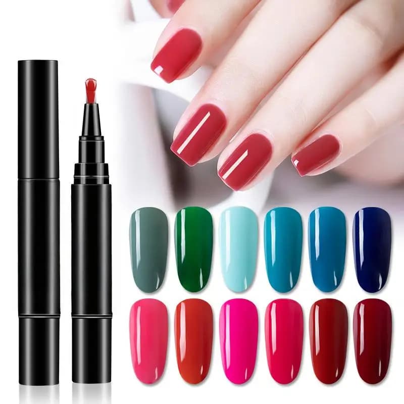 Gel Nail Polish Pen 2 in 1 Base Top Coat 1Pcs Semi Permanent UV Cured Gel for Nail Art Home DIY Manicure Salon