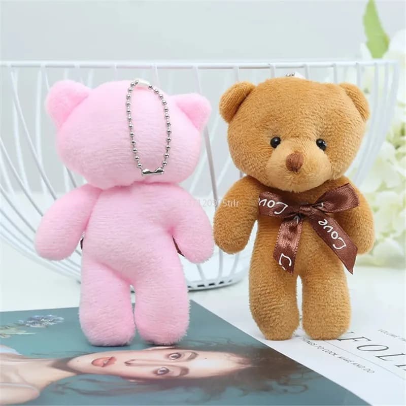 12cm una cravatta peluche portachiavi cravatta peluche orsacchiotto bambola Kawaii portachiavi ciondolo portachiavi cotone morbido peluche regali giocattolo
