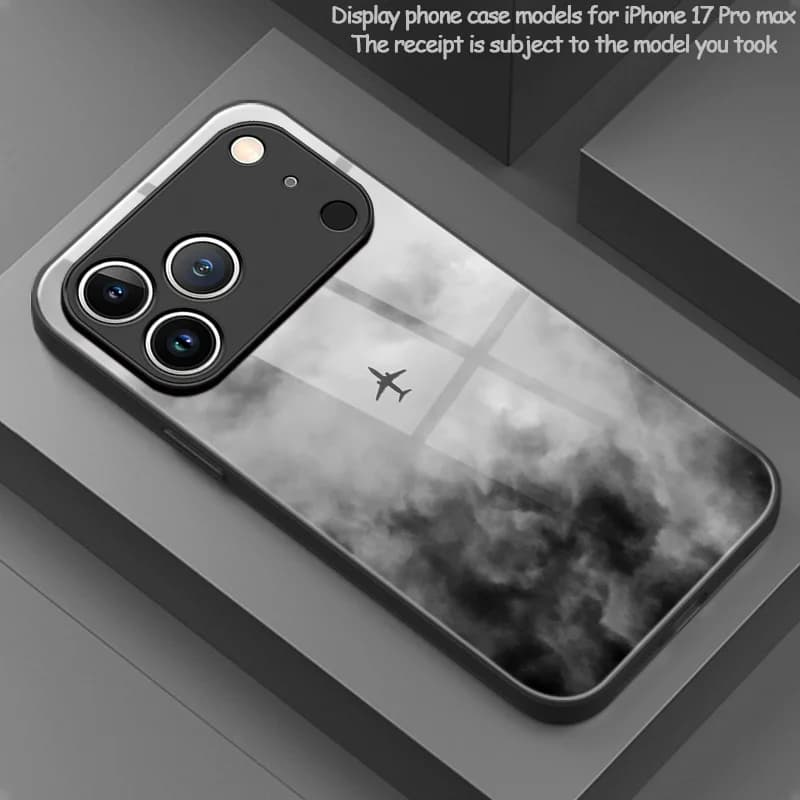 Minimalist sophisticated cloud aircraft print pattern TPU phone case with lens protection for iPhone 17/17Pro/17ProMax/17Air
