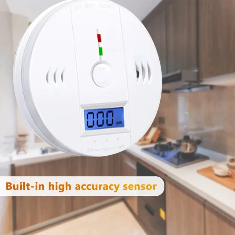Allarme di sicurezza domestica Rilevatore di allarme monossido di carbonio Rilevatore di allarme CO alimentato a batteria con display LCD Avviso vocale