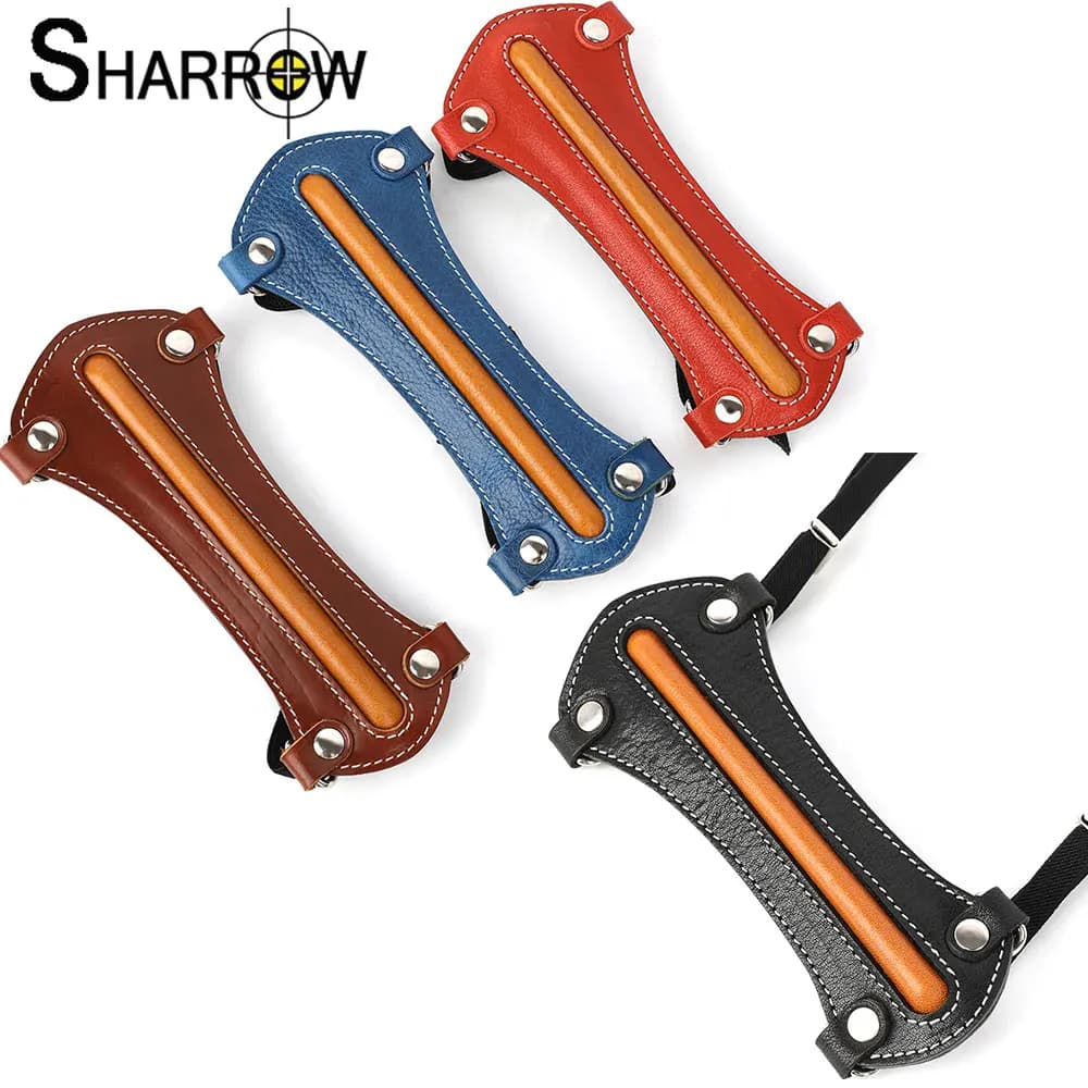 1pc Tiro con l'arco Braccio Guard Tirare Arco Avambraccio Protezione Pelle bovina + Pelle di pecora Regolabile per Arco ricurvo Tiro Accessori per l'allenamento