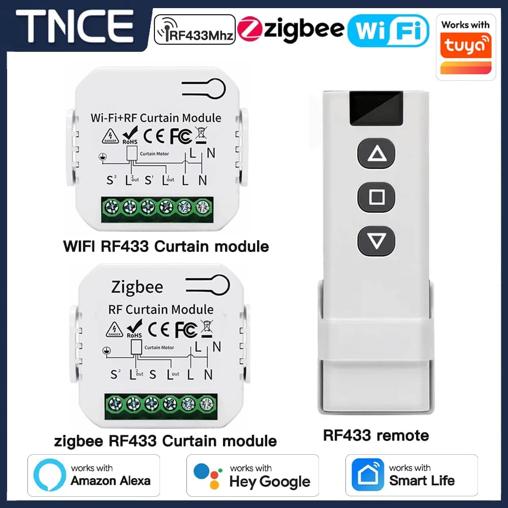 TNCE Tuya modulo interruttore per tende wifi zigbee rf433mhz, interruttore motore per tapparelle, controllo intelligente voce Alexa Google Home