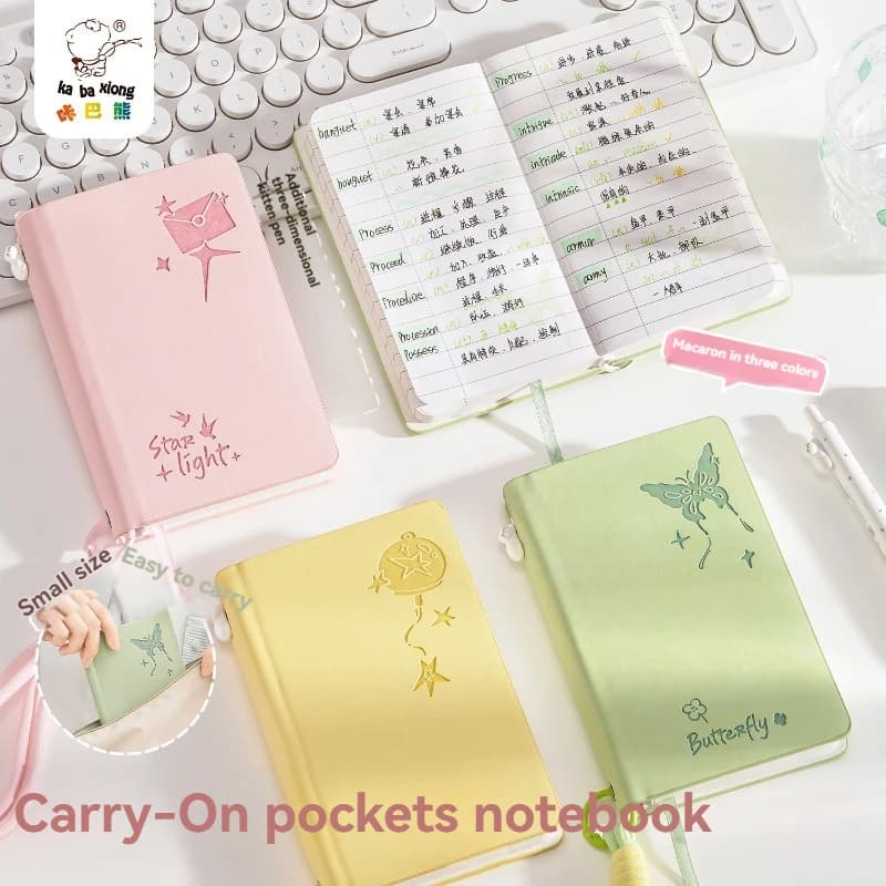 1PC Color Portable Handbook Notebook A5 Thick Leather Handbook Notebook Stationery Gift Set