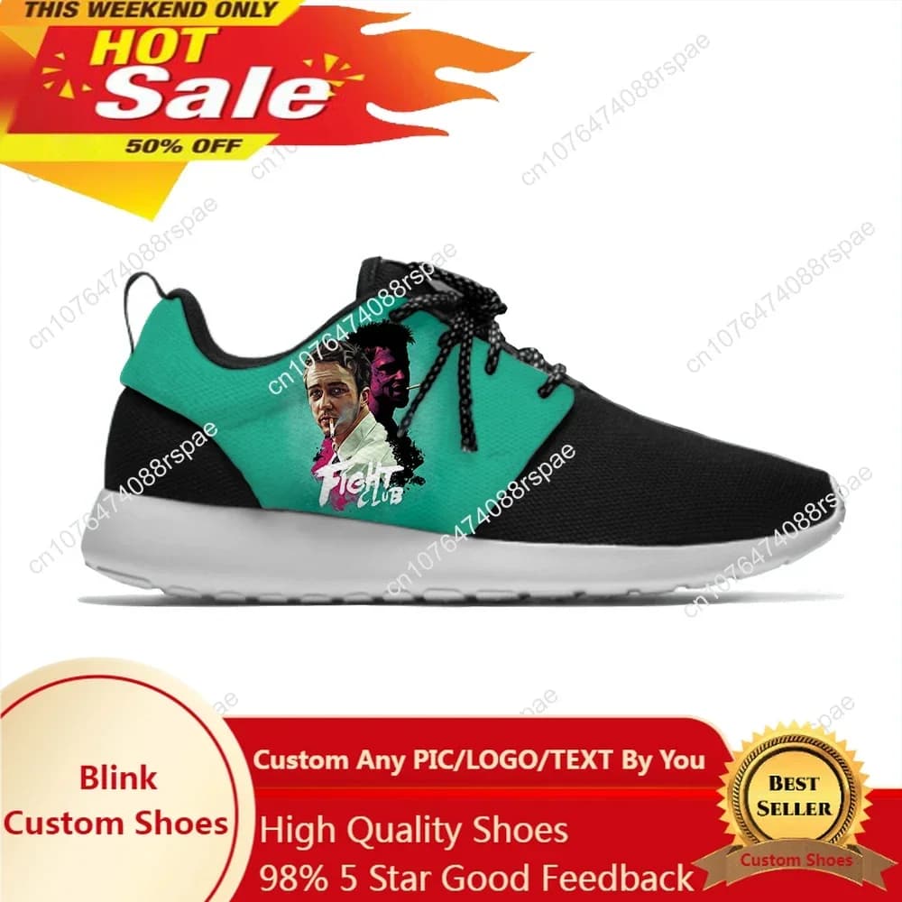 Movie Fight Club Funny Fashion Personality Cool Sport Running Shoes Lightweight Breathable 3D Printed Men Women Mesh Sneakers