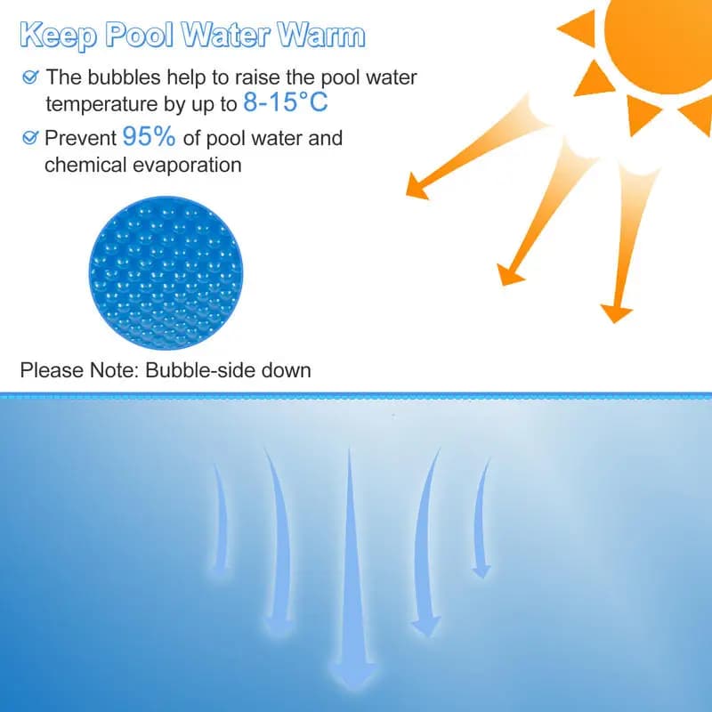 Copertura rettangolare per piscina 12-MIL, telo solare termoisolante con borsa per il trasporto - 40FT x 20FT