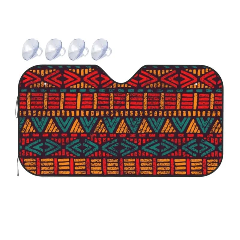 Parasole per Parabrezza Auto con Motivo Tribale Africano, Protezione Solare Pieghevole Anti-UV per Finestrino Anteriore Auto in Stile Bogolan Mudcloth