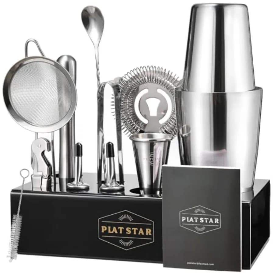 Mixology Bartender Kit with Stand Home Bar Set Cocktail Shakers Bartending Kit Bar Tools Boston Shaker Set Professional Drink M