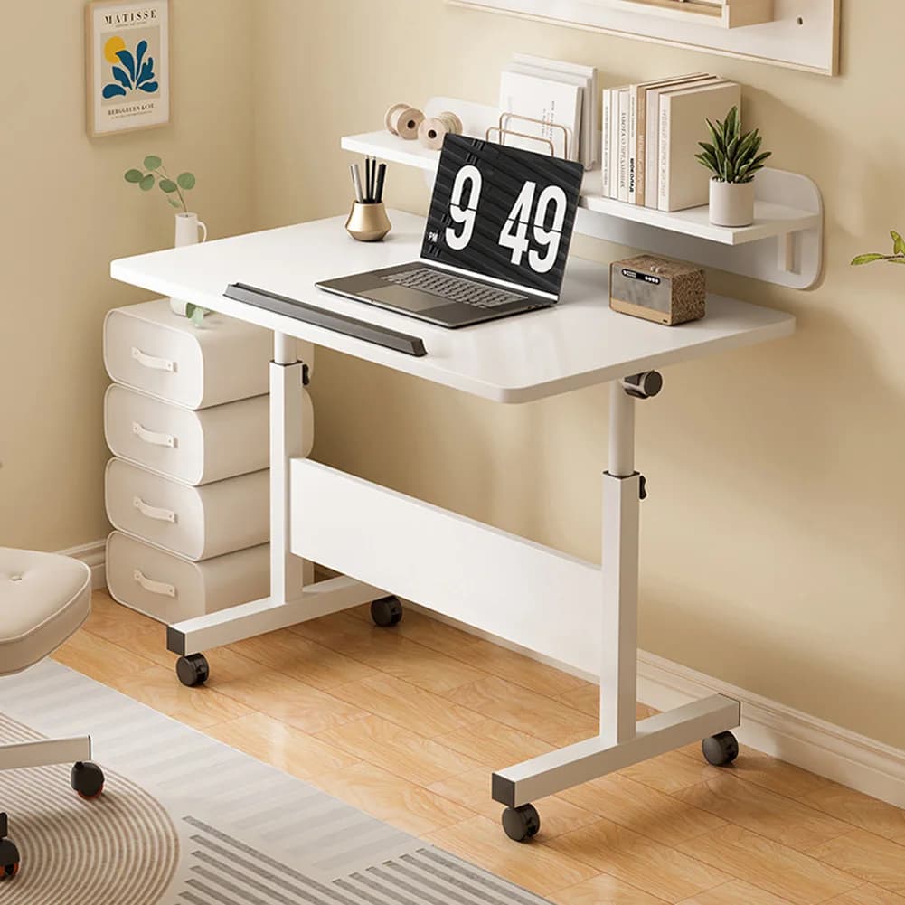 Piccola scrivania mobile in piedi regolabile in altezza con ruote, stazioni di lavoro per computer da ufficio domestico, piano da tavolo 80x40 cm
