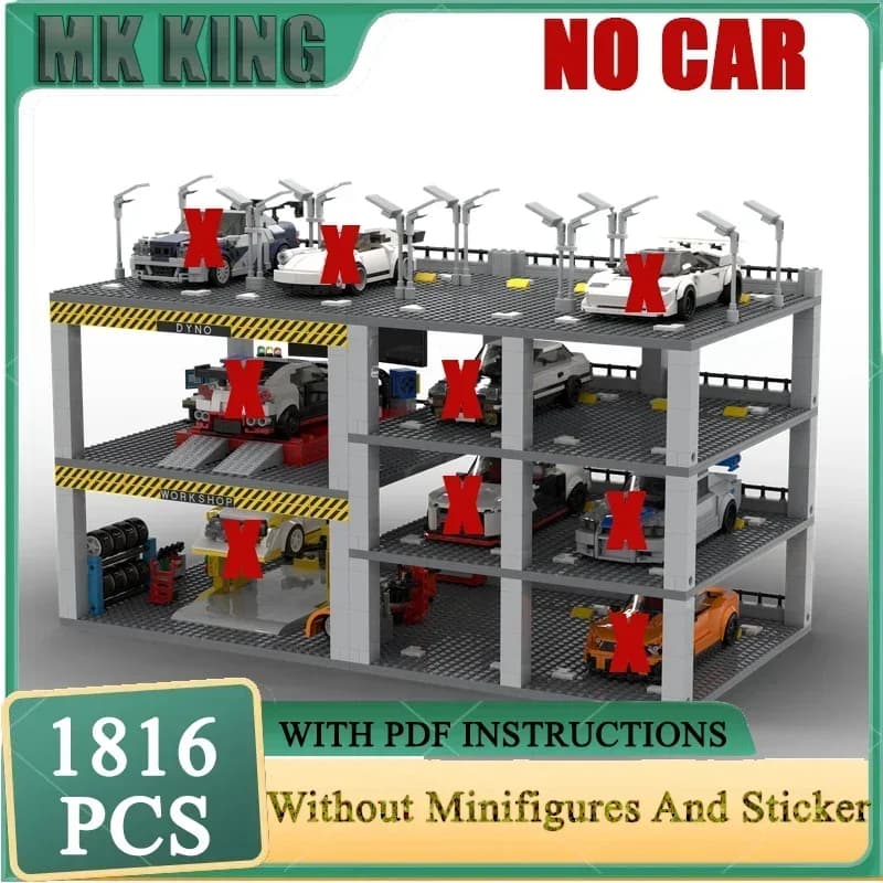 City Car Park Modello Moc Mattoni da costruzione Campione di velocità Tecnologia Blocchi di garage modulari Giocattolo di costruzione Set fai da te Regali di assemblaggio