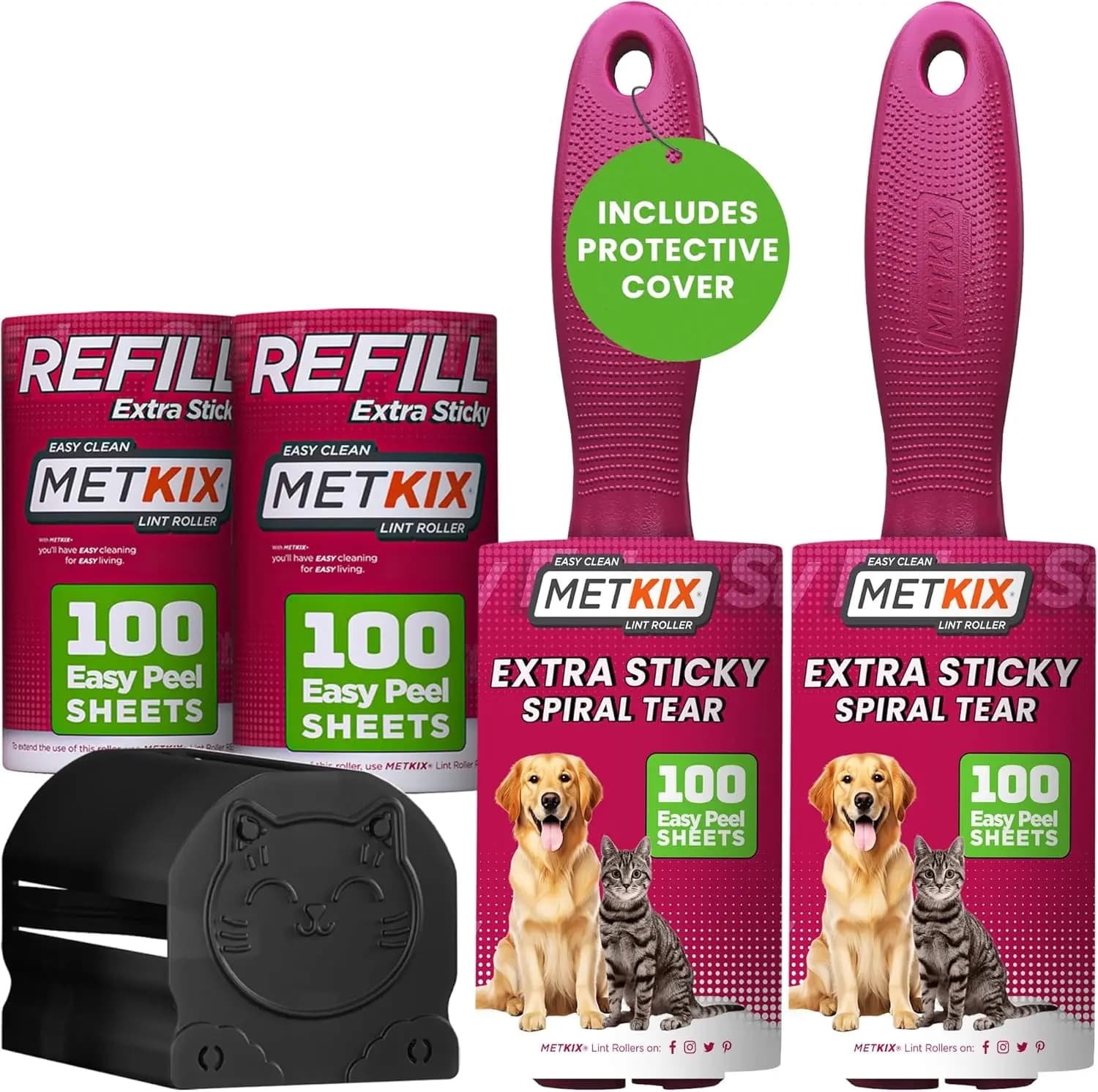 Extra Sticky Lint Rollers for Pet Hair, 400 Sheets, Protective Cover, Ergonomic Handle