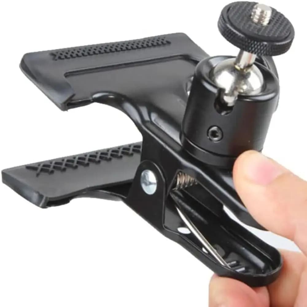 Morsetto per fotocamera con vite filettata da 1/4 di pollice, attacco rapido regolabile per riflettore, clip universale per treppiede con testa a sfera girevole