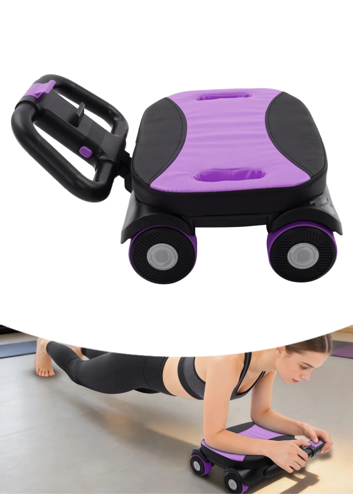 4 Wheel Abdominal Roller, Foldable, with Phone Support, for Abdominal Training and Muscular Recovery Exercises