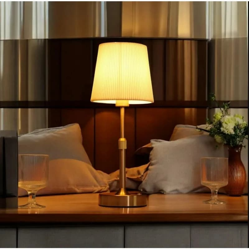 Lampada da scrivania in tessuto Lampada da tavolo touch ricaricabile Luce d'atmosfera sostituibilePer ristorante Camera d'albergo Decorazione da comodino Luci da campeggio