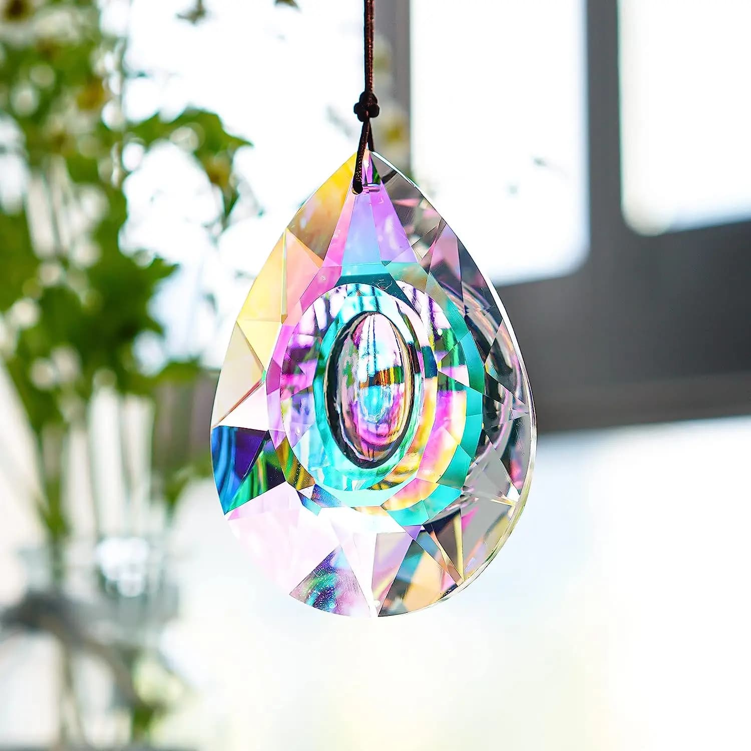 1PC K9 Crystal Prism AB Clear Faceted Large Oval Chandelier Crystal Hanging Ornaments DIY Suncatcher Pendants Rainbow Maker