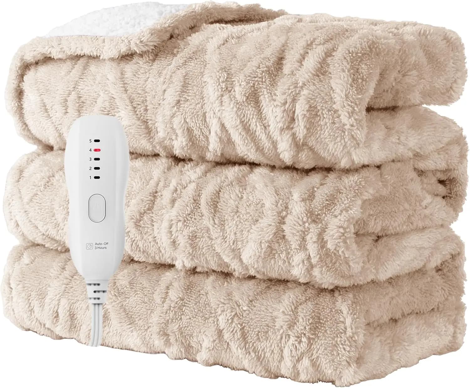 Coperta Elettrica Riscaldata Morbida, 50x60 Pollici, 5 Livelli di Calore e Spegnimento Automatico, Lavabile in Lavatrice