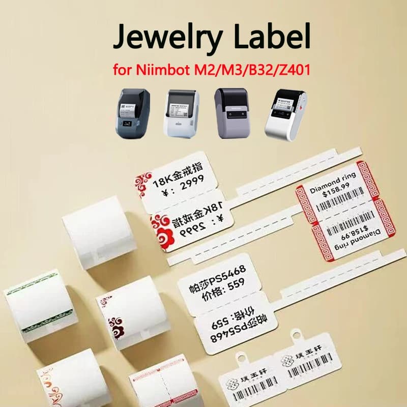 Niimbot M2/M3/B32/Z401 Jewelry Price Label Heat Transfer Self-adhesive Ornaments Ear studs Bracelet Ring Necklace Tag Sticker